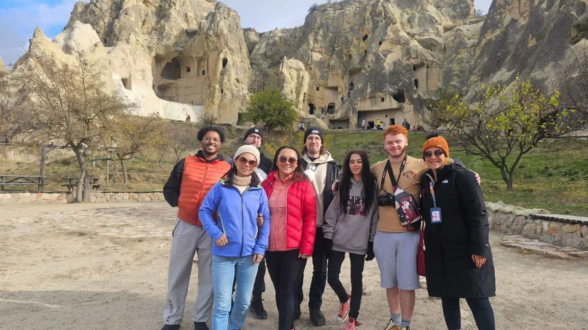 Rock-cut valleys of Goreme on a Cappadocia day trip from Istanbul, Türkiye